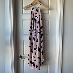 LOFT Pink and Black Strappy Dress
